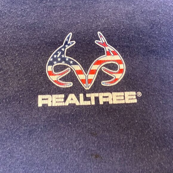 Realtree Mens T-Shirt Size XL Short Sleeve Navy American Flag Antler Graphic Tee - Picture 3 of 7